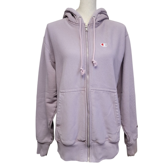 Champion‎ Reverse Weave Purple Hoodie Womens Sz M Lavender Full Zip Sweatshirt - Picture 1 of 9